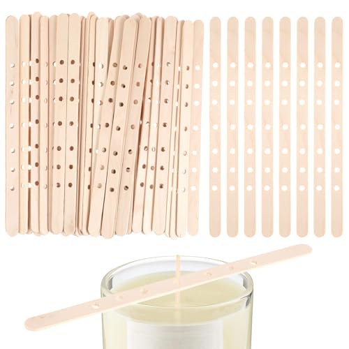 Gjinxi Wooden Candle Wick Holders 100 Pcs Candle Wicks Centering Device Multiwick Holders Supplies Crafting Making Candle Wicks Bars Wax Stick Clips Center Tool for DIY Material Package Mold von Gjinxi