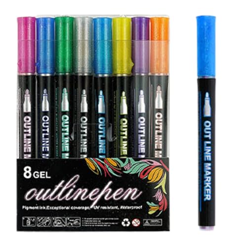 8 Farben Glitzerstifte Glitzerstifte Zauberstifte Outline-pens Glitzerstifte In metalli-c-farben Glitzer Marker Stifte Umrissmarkierungen Doppelten Linien Zum Kritzeln Scrapbooking Weihnachtsbasteln von GjnjfdF