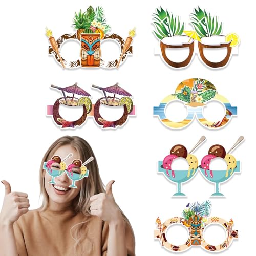 GjnjfdF Hawaiianische Themenbrille, Sonnenbrille | 6 Paar Papier Hawaiianische Brille,Lustige Kostüm -Kleidungsrequisiten, lustige Kinderparty -Gefälligkeiten, motivzubehör für Pool -Fotokabine, GjnjfdF Hawaiianische Themenbrille, Sonnenbrille | 6 Paar Papier Hawaiianische Brille,Lustige Kostüm -Kleidungsrequisiten, lustige Kinderparty -Gefälligkeiten, motivzubehör für Pool -Fotokabine, von GjnjfdF