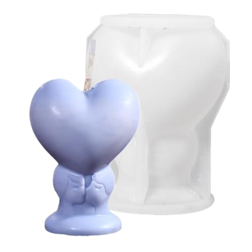 GjnjfdF Herzform aus Silikon, Herzform, Kiss Paar 3D Love Heart Candle Form, Handgemachtes Handwerk, Epoxidharz Gießform für Tischdekorationen von GjnjfdF