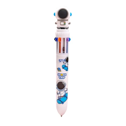 GjnjfdF Kugelschreiber in verschiedenen Farben,Druckkugelschreiber - 10-in-1 Cartoon-Astronauten-Kugelschreiber - 0,5 mm einziehbarer Tintenpressstift zum Schreiben, Journaling, Schulbedarf von GjnjfdF