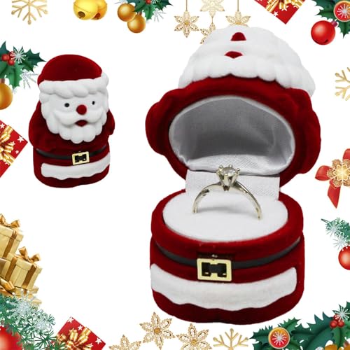 GjnjfdF Weihnachts-Ringkästchen Rot, Kleine Weihnachts-Schmuckschatulle | Weihnachtsringbox mit Weihnachtsmann-Design,Weihnachts-Schmuckaufbewahrung, Schmuckkästchen, Weihnachts-Schmuckkästchen für von GjnjfdF