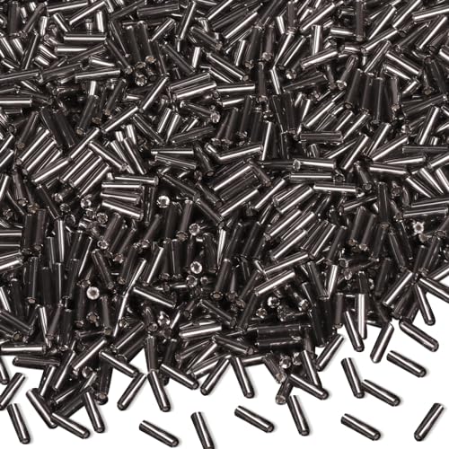 4000 Stück Röhrenperlen 2x7mm Rocailles Perlen für Armbänder, Lange Glasperlen Grau Tube Perlen Gerade Röhrchen Perlen Bastelperlen Kleine Perlen für DIY Halskette Ohrring Handwerk von Gkelaly