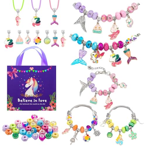 GkgWuxf Schmuck-Herstellungsset für Kinder, Armband-Herstellungsset,Kreatives Charm-Armband-Set | Niedliches Set zur Herstellung von Armbändern, Zubehör zur Schmuckherstellung zur Verbesserung der von GkgWuxf