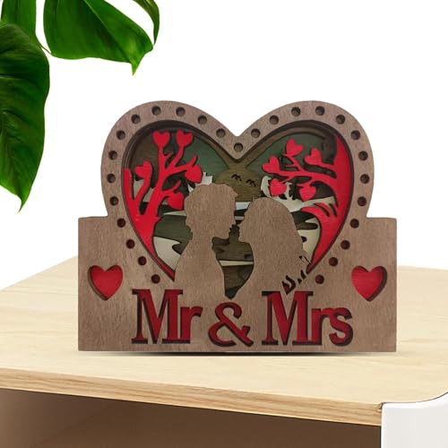 Gkumgwo 3D-Nachtlicht aus Holz, Valentinstag-Holzdekoration | 3D Valentinstag Tischdekoration für Paare,Hochzeit Valentinstag Skulptur Dekorationen für Freundin Freund Zimmer Bücherregal von Gkumgwo