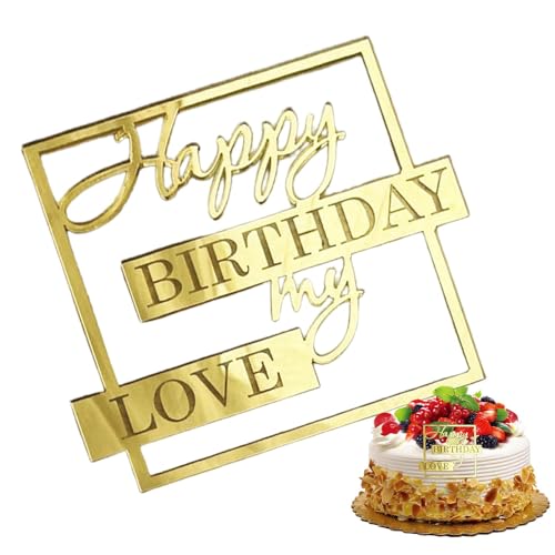 Gkumgwo Alles Gute zum Geburtstag Kuchendekorationen,Alles Gute zum Geburtstag Kuchen Topper - Acryl-Kuchenaufsatz, Neuheit, einzigartiger Kucheneinsatz - Meine Liebe, Geburtstagsparty, von Gkumgwo