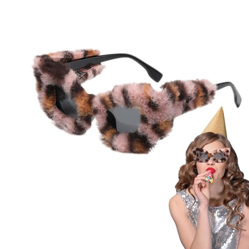 Gkumgwo Fuzzy-Cat-Eye-Sonnenbrille,Plüsch-Cat-Eye-Brille | Punk Soft Velvet Shades Damen Partybrille | Y2K-Accessoires für Party-Maskerade-Retro-Stil von Gkumgwo