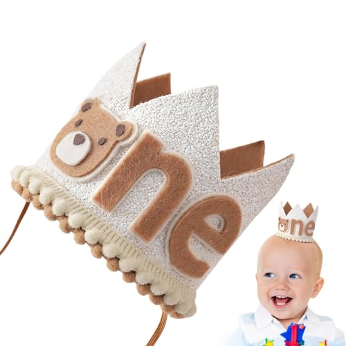 Gkumgwo Kronenhut für den ersten Geburtstag, Kronenhut für die Geburtstagsfeier - Erster Geburtstagsfeier Kleinkind Bär Krone Hut | Cartoon-Partygeschenke, Fotoautomaten-Requisiten für Par, von Gkumgwo
