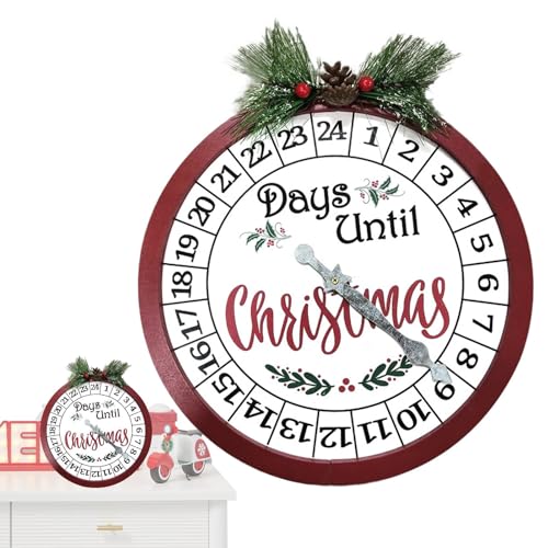 Gkumgwo Runder Weihnachts-Adventskalender aus Holz, Weihnachts-Adventskalender-Schild - Holz-Countdown-Kalender Willkommensdekoration | Dekorationswerkzeug aus Holzmaterial für Wohnzimmer, von Gkumgwo