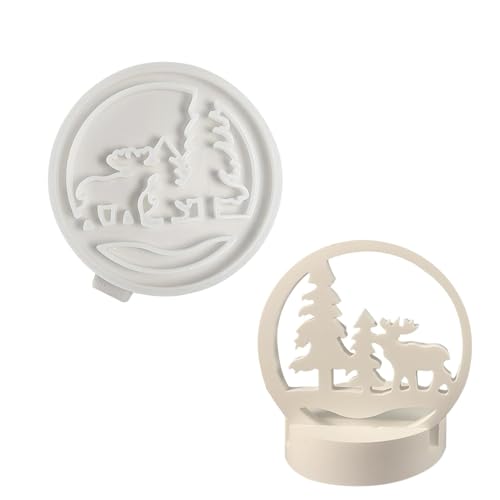 Gkumgwo Silikonformen für Weihnachten, runder Ring, Weihnachtsbaum, Epoxidharz, Anhängerform, Silikonform für Ornamente, Heimdekoration von Gkumgwo