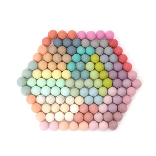 Glaciart One Filz-Pompons, Wollfilzkugeln (120 Stück) 2,5 cm - 1 Zoll, handgefertigte Filzkugeln in 30 Pastellfarben (Grün, Rosa, Blau, Gelb und mehr), kleine Menge für Filzen und Girlanden von Glaciart One