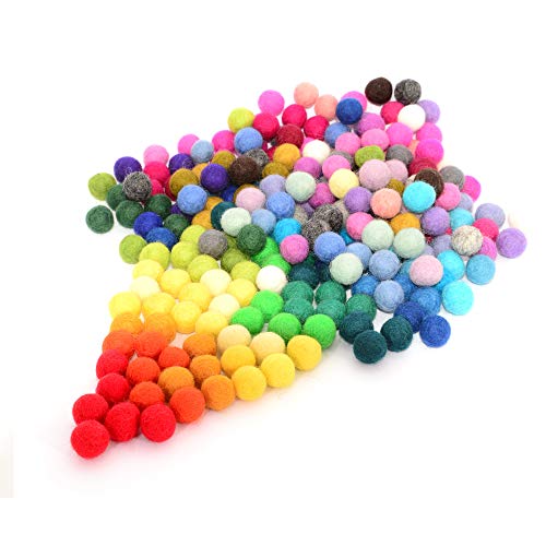 Glaciart One Wolle Filzkugeln, Filz Pom Pom Bälle (240 Stück) 1,5 cm - 0,6 Zoll, handgefertigt, 40 Farben (Rot, Blau, Gelb, Grau, Pastell und mehr) Großhandel, kleine Bällchen für Filzen und Girlanden von Glaciart One