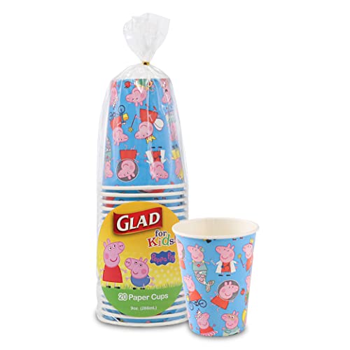 Glad Pappbecher für Kinder, 266 ml, Peppa Pig I Can Be Anything, 20 Stück | Einweg-Pappbecher mit Peppa Pig Charakteren | Pappbecher für Kinder für den täglichen Gebrauch von Glad