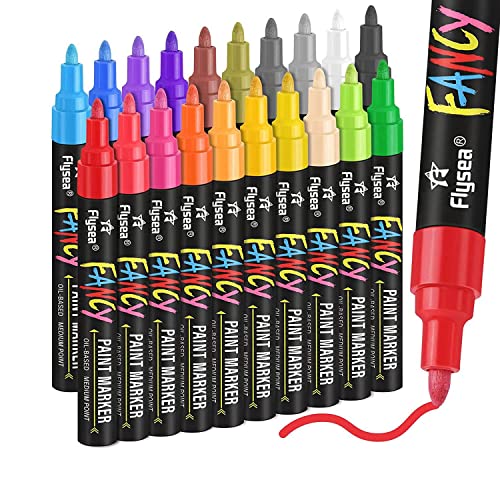 Glakyur Paint Paint Marker, 20 Farben auf Ölbasis, wasserfestes Lackstift-Set, verblasst nicht und ist dauerhaft von Glakyur