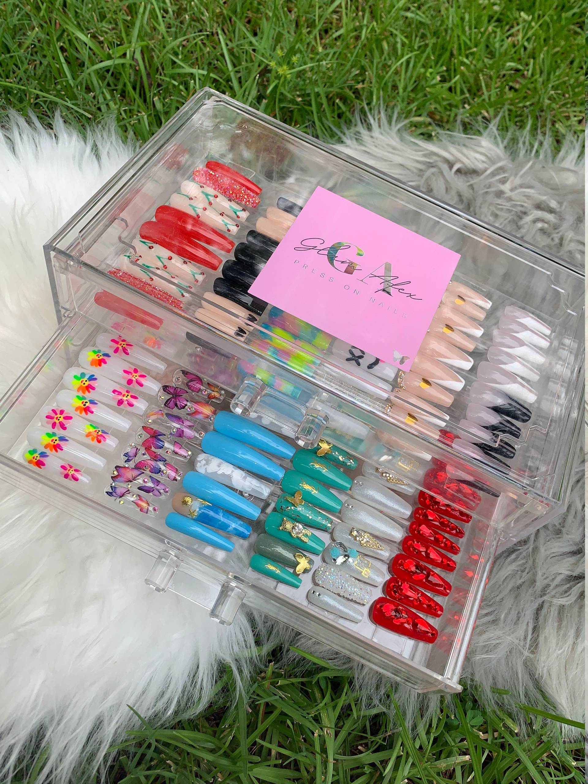 Klare Press On Nail Aufbewahrungsbox Mit Schubladen Künstlicher Nagel Organizer Glam Afex Box von GlamAfex