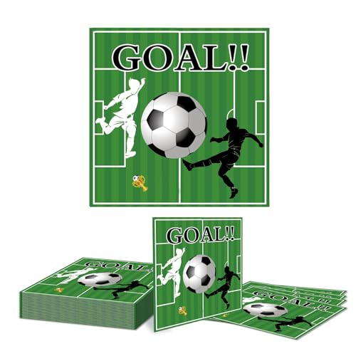 GlamRays 20 Stück Servietten Fussball, Fußball Servietten Deko Kindergeburtstag, Fussball Deko Geburtstag Kinder für Geburtstag Kindergeburtstag Jungen Mädchen(33x33CM) von GlamRays