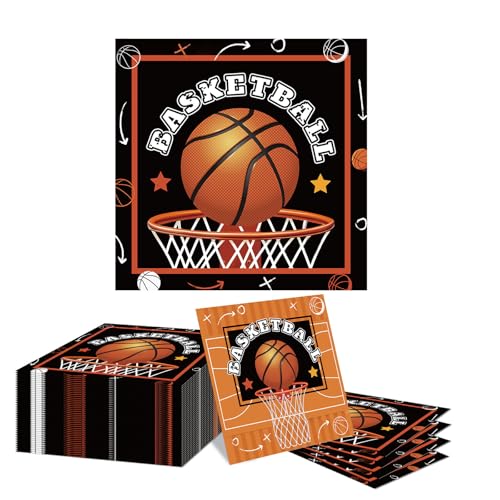 GlamRays 40 Stück Servietten Basketball, Basketball Servietten Deko Kindergeburtstag, Basketball Deko Geburtstag Kinder für Geburtstag Kindergeburtstag Jungen Mädchen(33x33CM) von GlamRays