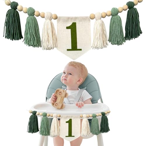 GlamRays Handgemachte Boho 1. Geburtstags Hochstuhl Banner Party Dekoration für Mädchen Babyschaum Wandhänge Dekoration für Kinderzimmer von GlamRays