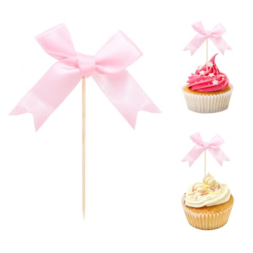 GlamRays Rosa Schleife Cupcake Toppers - Rosa Schleife Kuchen Toppers, Rosa Schleife Geburtstagsdecoration, Coquette Themen Partydecoration, Brautjungfern Junggesellinnen Kuchen Toppers GlamRays Rosa Schleife Cupcake Toppers - Rosa Schleife Kuchen Toppers, Rosa Schleife Geburtstagsdecoration, Coquette Themen Partydecoration, Brautjungfern Junggesellinnen Kuchen Toppers von GlamRays