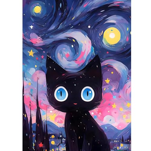 Glamifyr Diamond Painting Katze, Diamond Painting Katzen Diamond Painting Cat, Diamond Painting 5D Diamond Painting Set Erwachsene DIY Diamant Malerei Diamond Painting Bilder Set 30x40cm für Wanddekor von Glamifyr