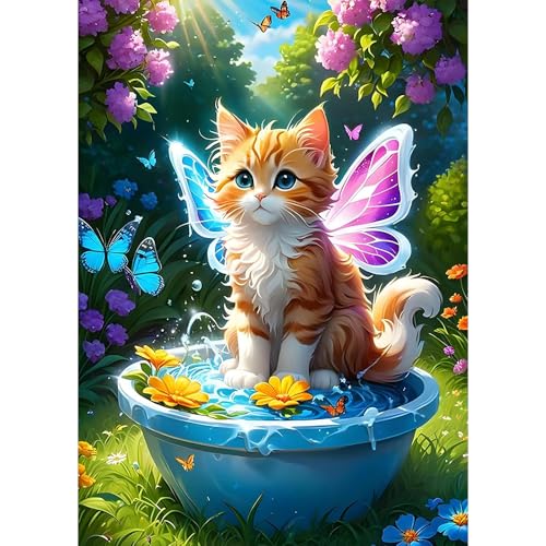 Glamifyr Diamond Painting Katze,Diamond Painting Katzen 5D Diamant Painting Diamond Painting Kinder Diamond Painting Erwachsene,Diamond Painting Tiere Süß Malen Nach Zahlen Diamond Painting 30x40 von Glamifyr