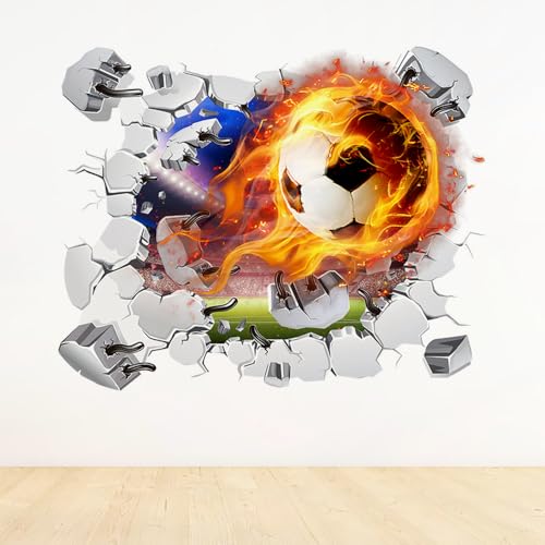 Glamifyr Eine Rolle 3D Wandtattoo Fussball,Wandtattoo Fussball Kinderzimmer Fussball Wandtattoo,Wandtattoo Kinderzimmer Junge Wandsticker Kinderzimmer Jungen 50x40CM Für Schlafzimmer Wohnzimmer von Glamifyr