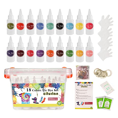 1 Set 18-Farben Tie Dye 18-Farben Farbstoffen Aufbewahrungsbox Leere Gummibänder Tischdecken Schürzen von Glanhbnol