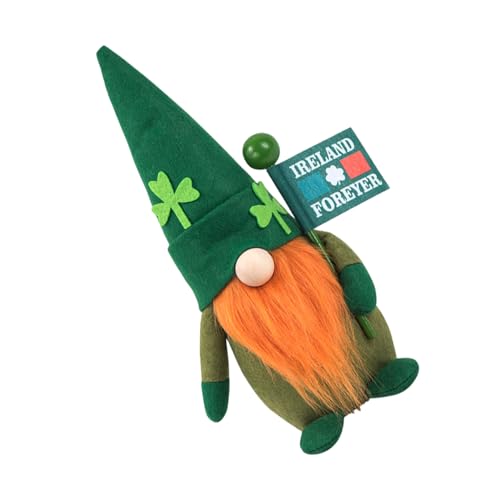 Glanhbnol Patricks Day Decor Handmade Patricks Day Gnom Plush Tomtes With Clovers Irish Festival Decoration Swedish Gnome von Glanhbnol