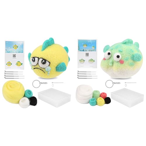 Nadelfilz-Starter-Kits DIY Globefish Wollfilz Bastelzubehör Nadelfilz-Kits für Anfänger DIY Handwerk Nadelfilz Zubehör Nadelfilz Zubehör und Zubehör Nadelfilz von Glanhbnol