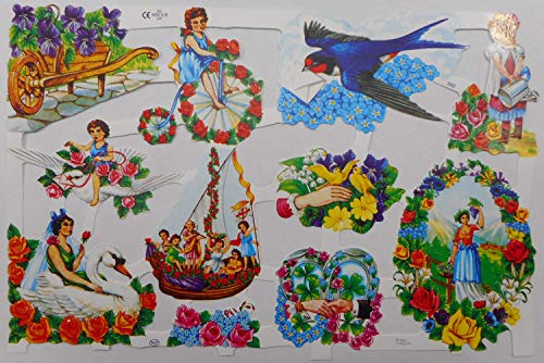 Glanzbilder 1569 Vogel Blume Kinder Fahrrad Boot Taube Schwan Posiebilder Deko Mamelok 67 von Glanzbilder