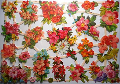 Glanzbilder Blumen Rose Vogel EF 7381 Oblate Posiebilder Scrapbook Deko GWI 410 von Glanzbilder