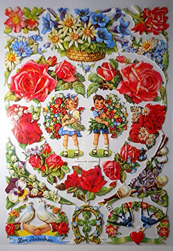 Glanzbilder Blumen Rosen Kinder EF 7023 Oblate Posiebilder Scrapbook Deko GWI 455 von Glanzbilder