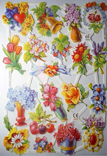 Glanzbilder Glocke Vase Blume Brosche EF 7005 Oblate Posiebilder Scrapbook Deko GWI 411 von Glanzbilder