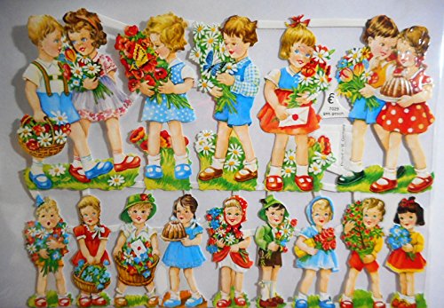 Glanzbilder Kinder Blumen Junge Mädchen EF 7029 Oblate Posiebilder Scrapbook Deko GWI 566 von Glanzbilder