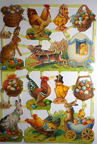 Glanzbilder Ostern Osterhase Hase Hahn Huhn EF 7222 Oblate Posiebilder Scrapbook Deko GWI 464 von Glanzbilder