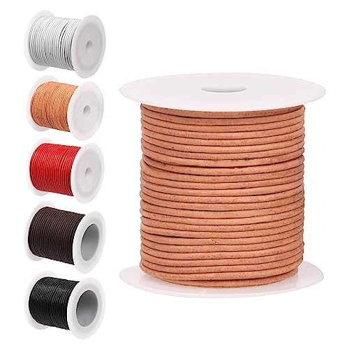 Glarks 11 Yards x 2mm Round Leather String Cord, Soft and Smooth Jewelry Leather Rope for Necklaces Bracelets Making, Wrapping, Beading Craft and Shoelaces Replacement (Natural) von Glarks