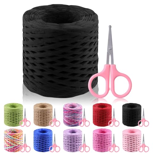 Glarks 200 m Bastband mit Schere Set, schwarzer Bast, Papier, Bastelband, natürlicher Bast, Schnur, Kraftverpackungsband, Schnur für Geschenkverpackungen, Verpackung, Bastelbedarf Glarks 200 m Bastband mit Schere Set, schwarzer Bast, Papier, Bastelband, natürlicher Bast, Schnur, Kraftverpackungsband, Schnur für Geschenkverpackungen, Verpackung, Bastelbedarf von Glarks