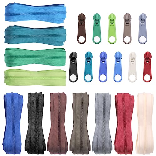 Glarks 33 Yards 11 Colors #3 Sewing Zippers Set Nylon Coil Reißverschlüsse mit 110 Stück Reißverschlussschieber für DIY Schneider Nähen Bastelbedarf von Glarks