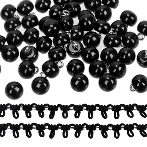 Glarks 51pcs 10mm halbe gewölbte Perlenknöpfe, schwarze Harz Perlenknöpfe und Metallschaft mit Knopfschlaufe Trim, Metall Kreis Haken Knöpfe für Kleidung, Handwerk, Nähen Glarks 51pcs 10mm halbe gewölbte Perlenknöpfe, schwarze Harz Perlenknöpfe und Metallschaft mit Knopfschlaufe Trim, Metall Kreis Haken Knöpfe für Kleidung, Handwerk, Nähen von Glarks