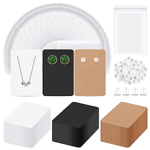 Glarks 550Pcs Earring Cards with Earring Backs and Self-Sealing Bags Kit, 9 x 6 cm 3 Colors Earring Display Cards Earring Holder Cards for Stud Earrings Dangle Jewelry Display Earring Packaging von Glarks