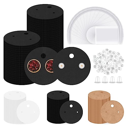 Glarks 600Pcs Round Earring Cards with Earring Backs and Self Seal Bags Kit, 4 cm Black Earring Display Cards Earring Holder Cards for Stud Earrings Dangle Jewelry Display Earring Packaging (Black) von Glarks