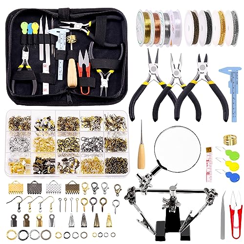 Glarks 950Pcs Jewelry Making Supplies Kit with Jewelry Making Tools, Jewelry Pliers, Beading Wires, Jewelry Findings and Measuring Tools for DIY Earring Necklace Craft Jewelry Repair (1480pcs) von Glarks