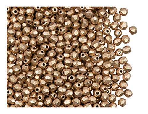 100pcs Tschechische Facettierten Glasperlen Fire-Polished Rund 3 mm Bronze Pale Gold Matte von SCARA BEADS GET INSPIRED