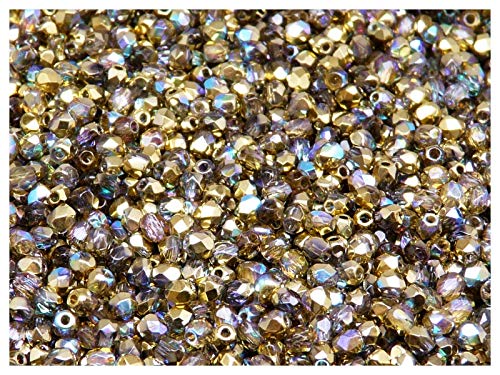 100pcs Tschechische Facettierten Glasperlen Fire-Polished Rund 3 mm Crystal Golden Rainbow von SCARA BEADS GET INSPIRED