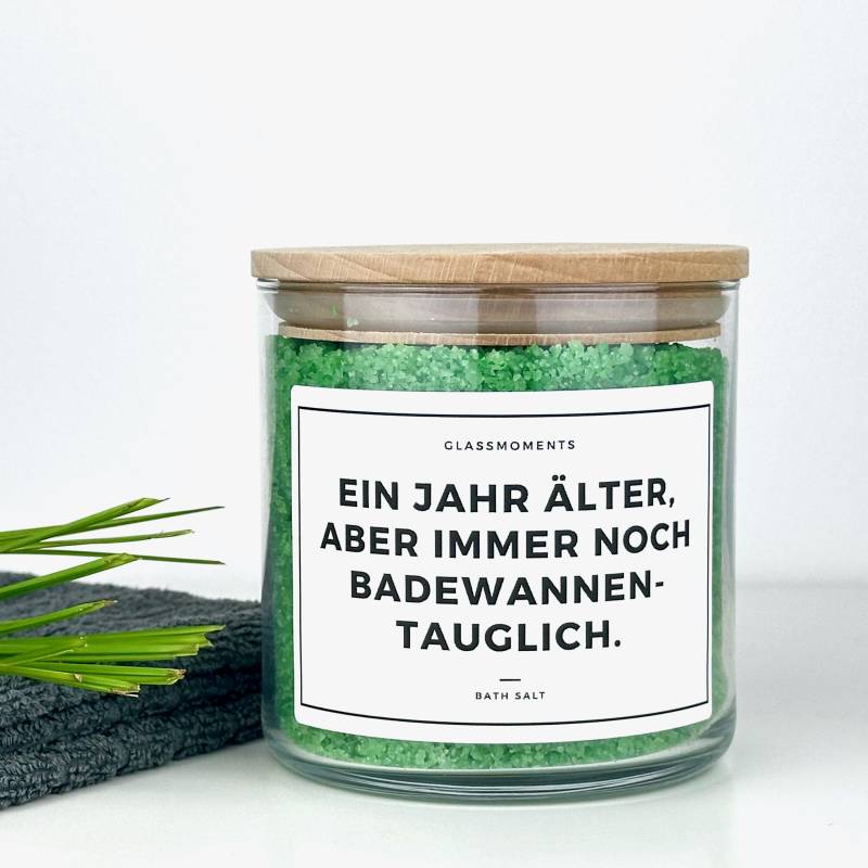 Badesalz Behälter Mit Lustigem Spruch | Glas, Holzdeckel Lustiges Geschenk Geburtstag Mutter Vater Oma Opa Badewanne Freundin Deko Bad von GlassMomentsDE