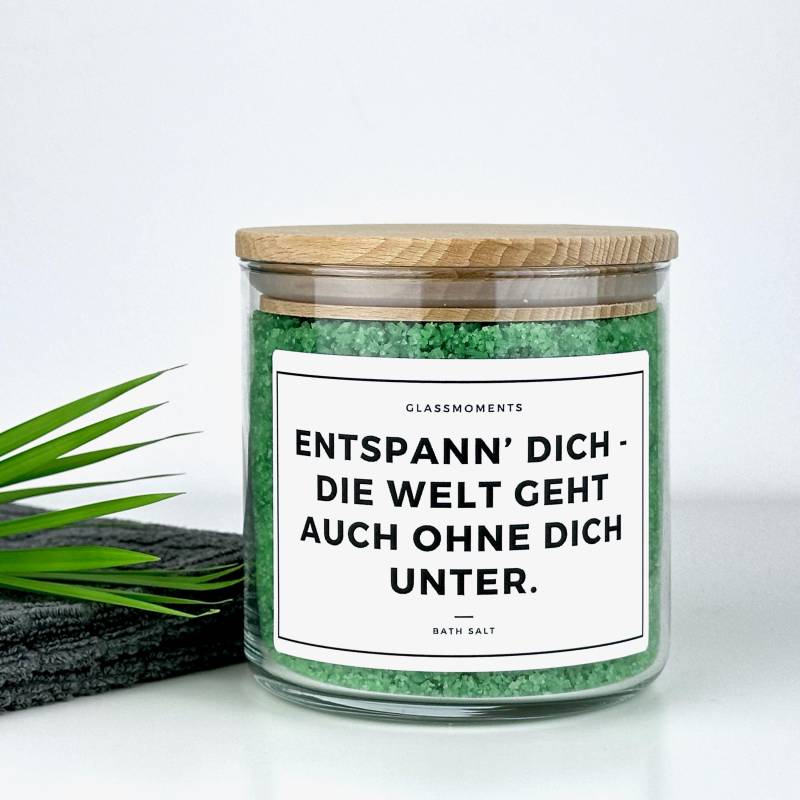 Badesalz Behälter Mit Lustigem Spruch | Glas Holzdeckel Lustiges Geschenk Frau Freund Beste Freundin Stress Partnerin Entspannung Deko Bad von GlassMomentsDE