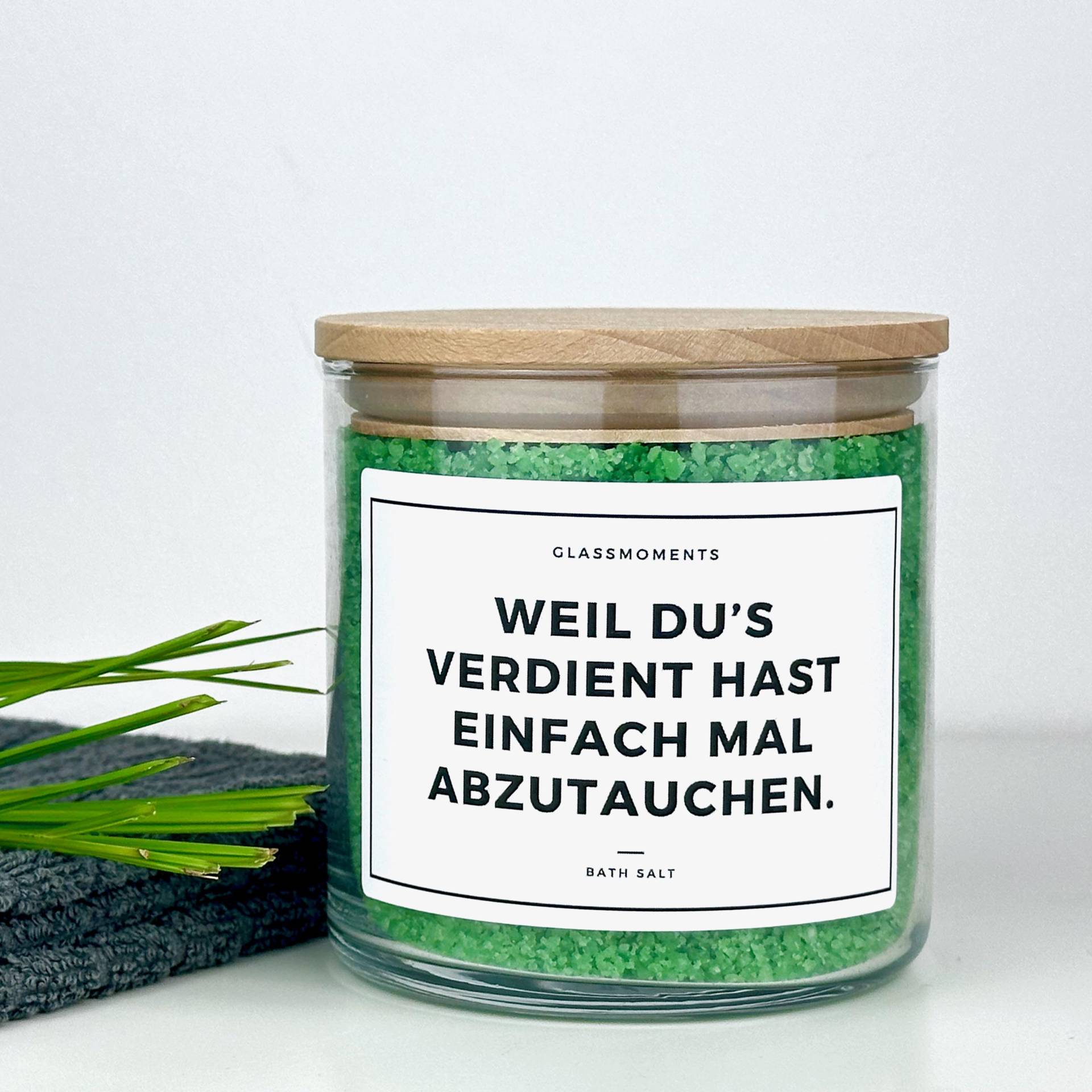 Badesalz Behälter Mit Spruch | Glas, Holzdeckel Geschenk Entspannung Genesung Weihnachten Danke Sagen Beste Freundin Freund Mutter Frau von GlassMomentsDE