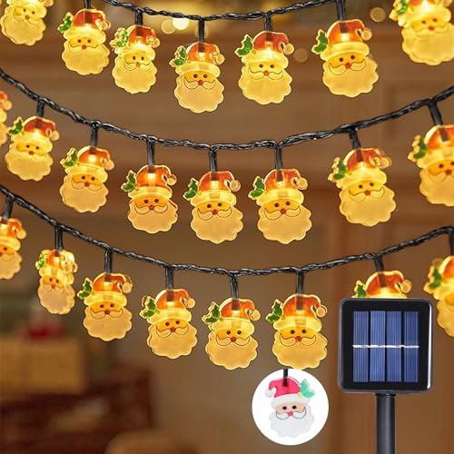 Glaxcidy Solar Lichterkette Aussen, 22.9 Ft 50 LEDS Santa Claus lichterkette, 8 Modi und Wasserdicht Outdoor Lichterkette, Solar Weihnachtslichter für Garten Weihnachtsbaum Party Hochzeit von Glaxcidy