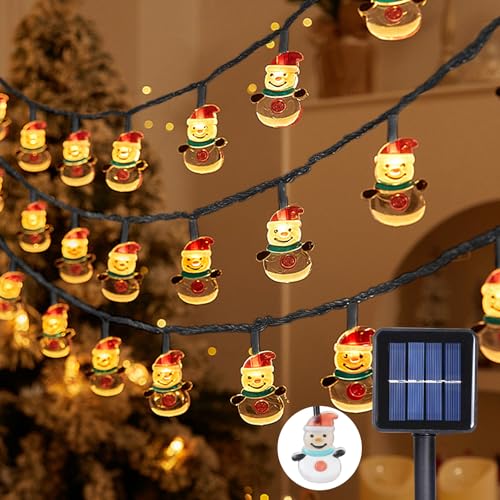 Glaxcidy Solar Lichterkette Aussen, 22.9 Ft 50 LEDS Schneemann lichterkette, 8 Modi und Wasserdicht Outdoor Lichterkette, Solar Weihnachtslichter für Garten Weihnachtsbaum Party Hochzeit von Glaxcidy