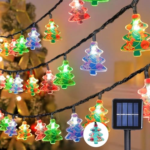 Glaxcidy Solar Lichterkette Aussen, 22.9 Ft 50 LEDS Weihnachtsbaumform lichterkette, 8 Modi und Wasserdicht Outdoor Lichterkette, Solar Weihnachtslichter für Garten Party Hochzeit von Glaxcidy